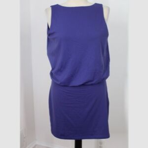 NWT Susana Monaco L Purple Supplex Stretch Jersey Blouson Cross Back Dress